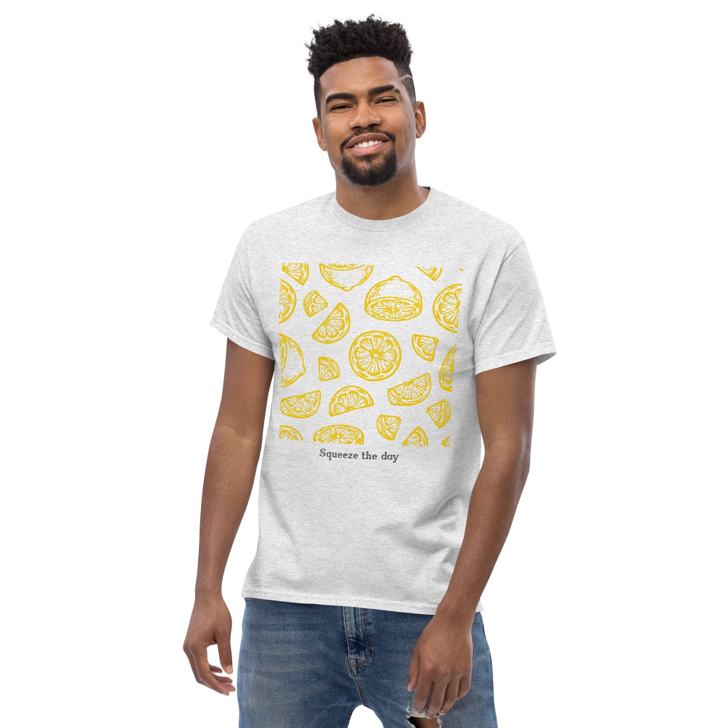 Basic Unisex T-Shirt mit Print - Squeeze the day