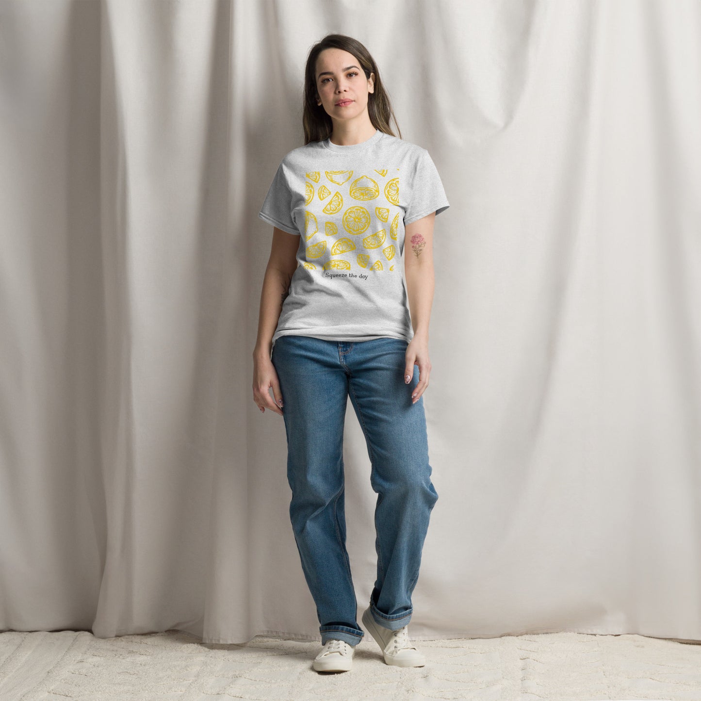 Basic Unisex T-Shirt mit Print - Squeeze the day