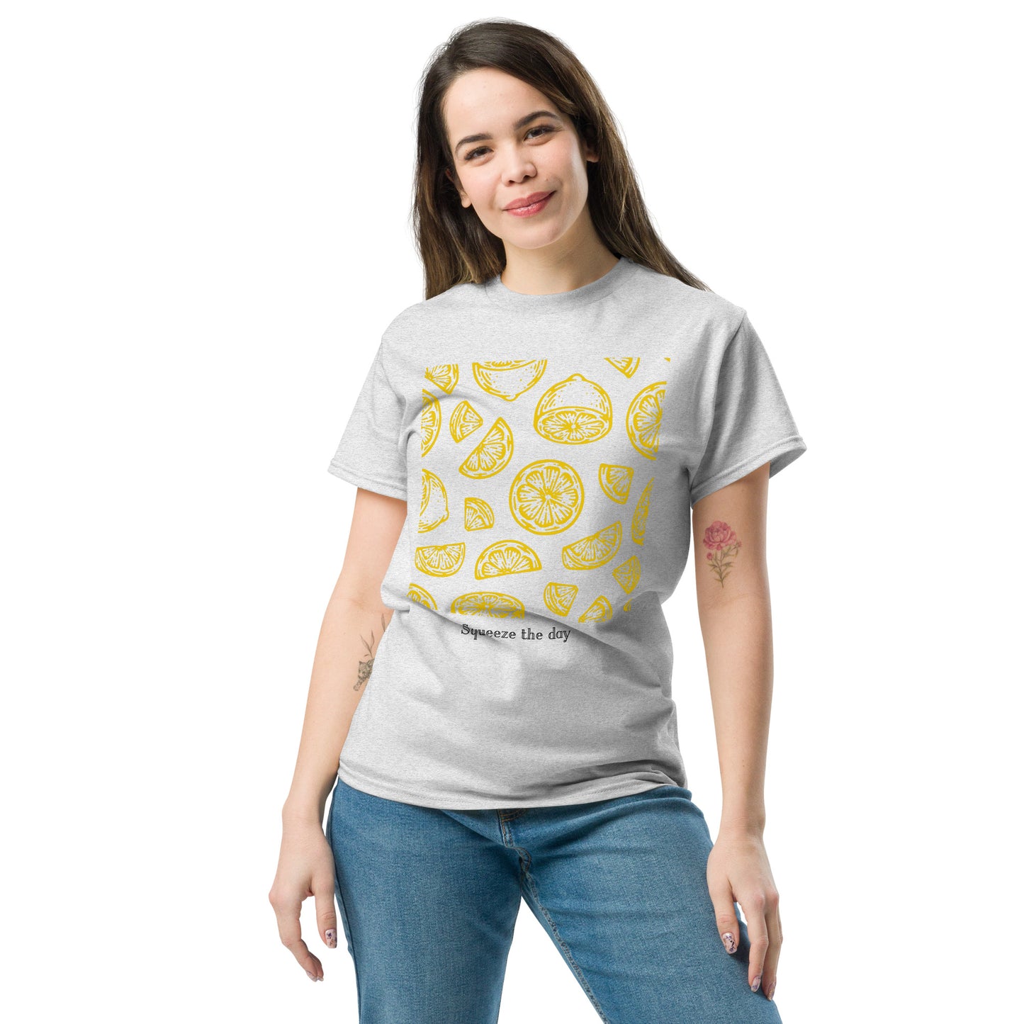 Basic Unisex T-Shirt mit Print - Squeeze the day