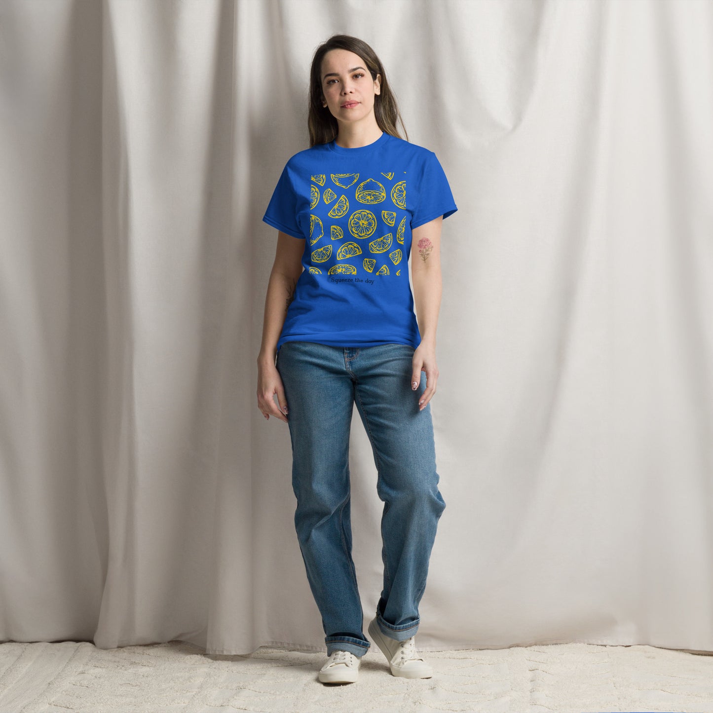 Basic Unisex T-Shirt mit Print - Squeeze the day