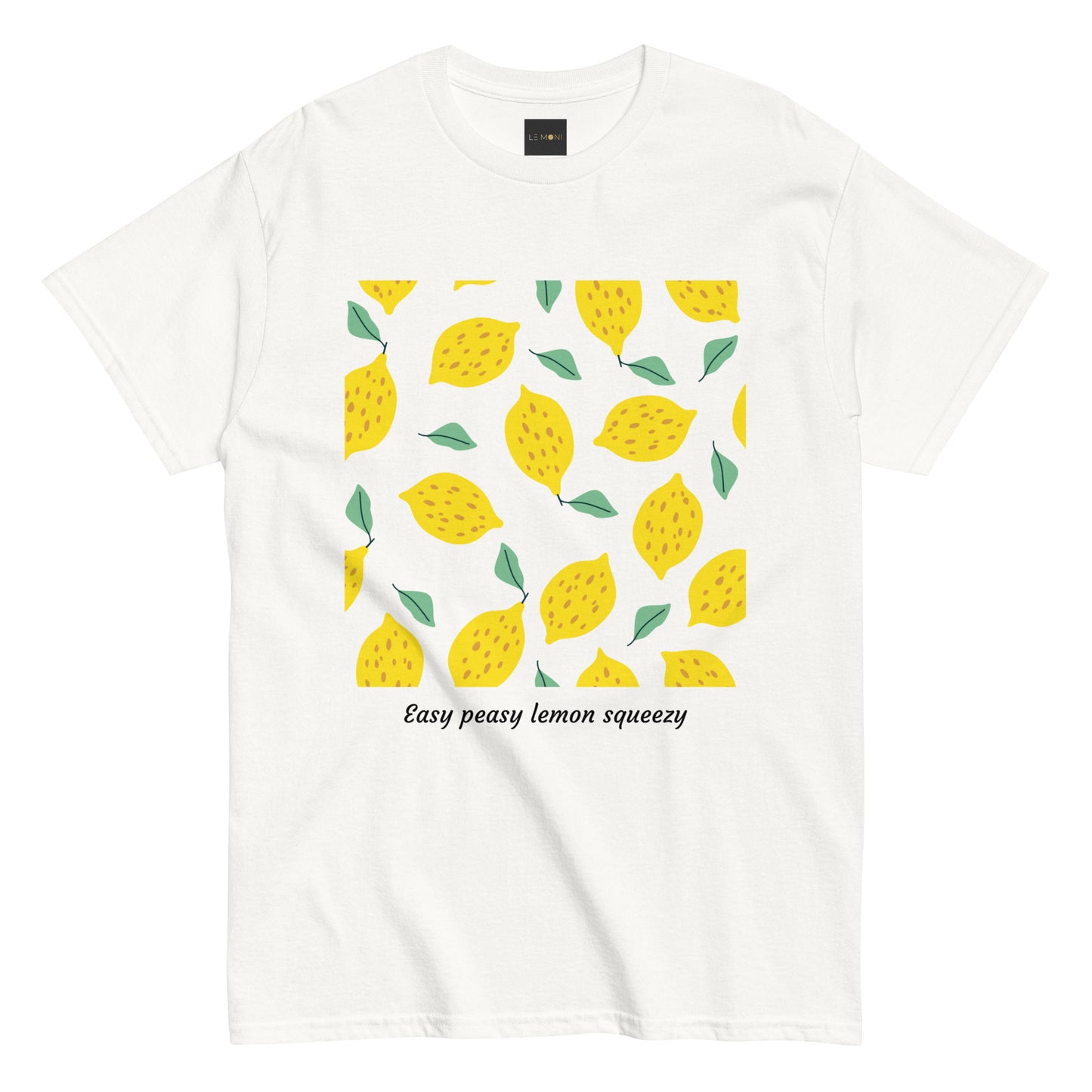 Basic Unisex T-Shirt mit Zitronenprint - Easy peasy lemon squeezy