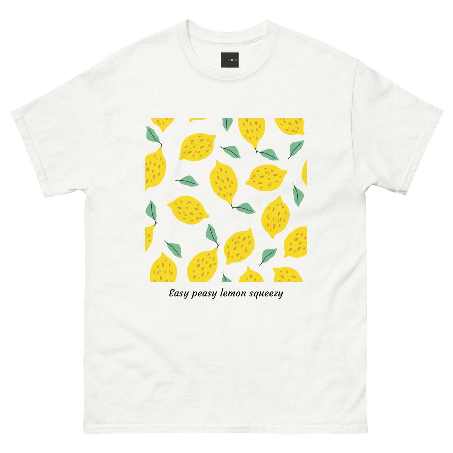Basic Unisex T-Shirt mit Zitronenprint - Easy peasy lemon squeezy